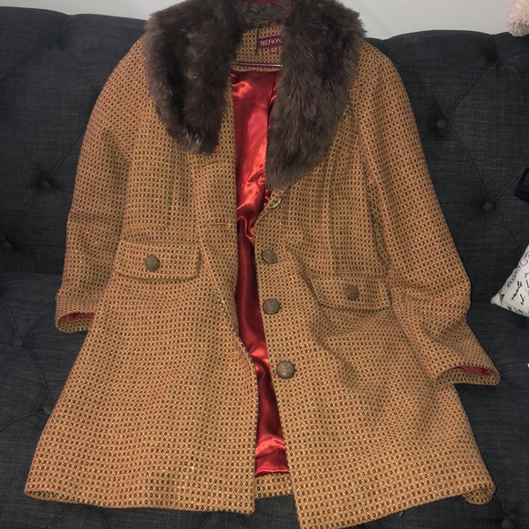 Merona Jackets & Blazers - Dressy tan coat with fur collar ✨